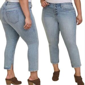 Torrid High-Rise Straight‎ Button Fly Jeans Women's 20R Light Wash Side Hem Slit